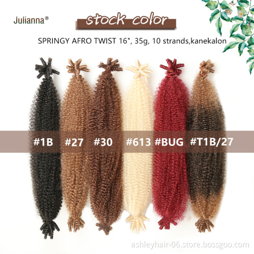 Julianna kanekalon springy afro twist 16inch twisted up pre-fluffed 3x crochet ombre braids hair fluffed afro spring twist